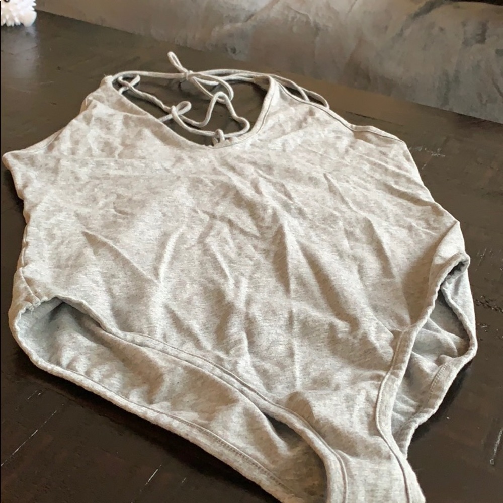 3/$25 Strappy Grey Halter Bodysuit